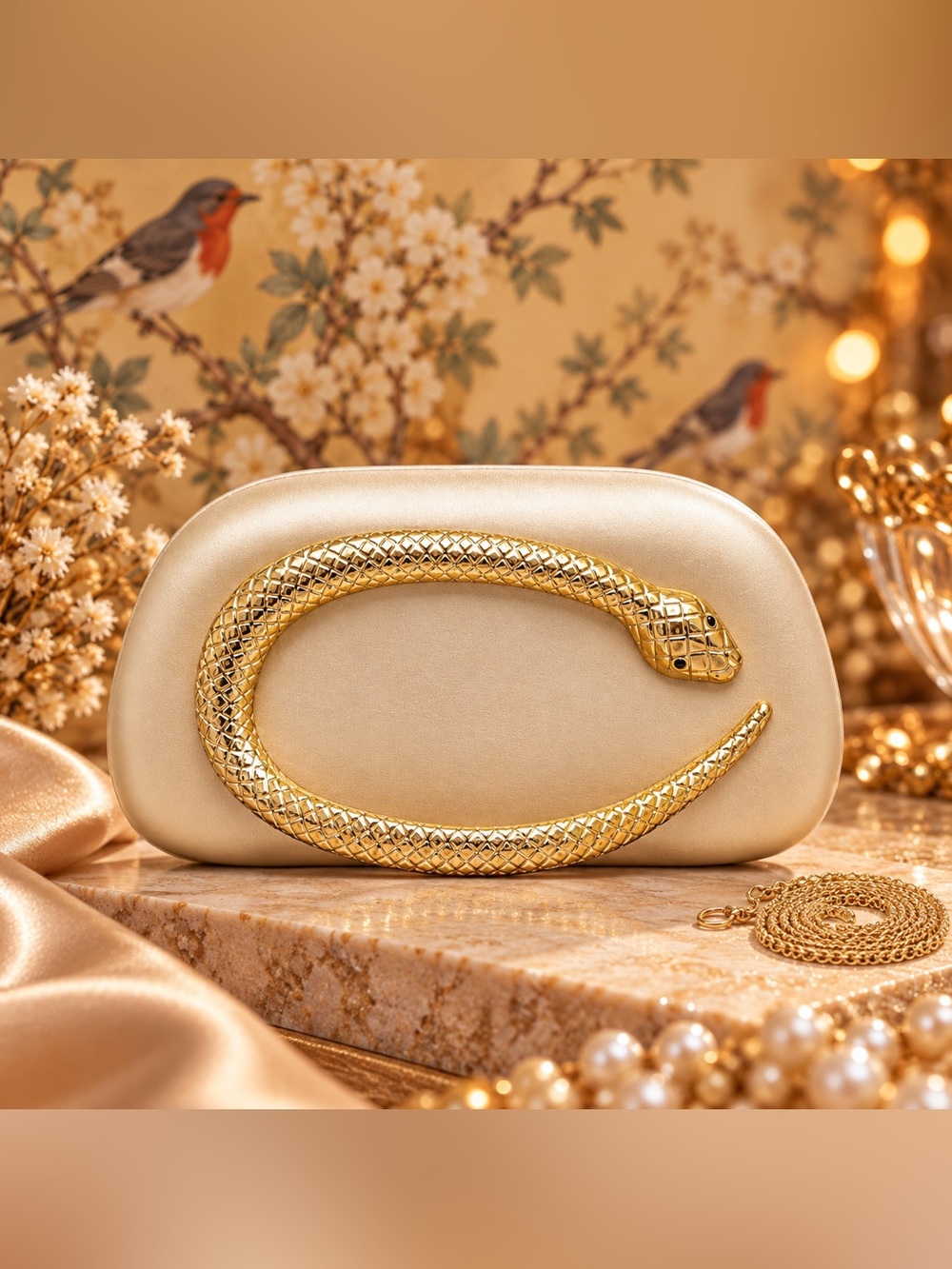 Gold Snake Clutch Bag | Statement Evening Purse Fifi’s Closet